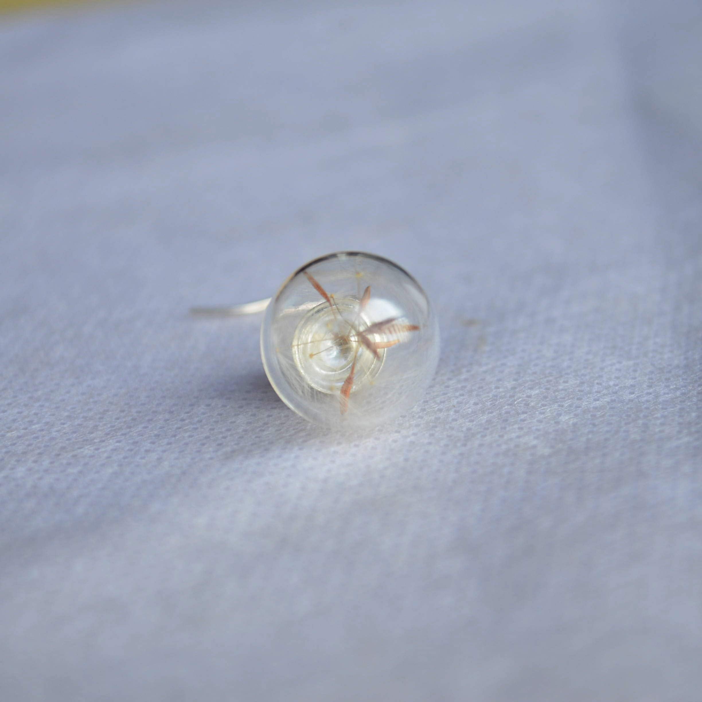 Löwenzahn Ohrringe Echte Blume Pusteblume Machen Einen Wunsch Glas Kugel 925 Sterling Silber OhrhÀnger Damen Handmade