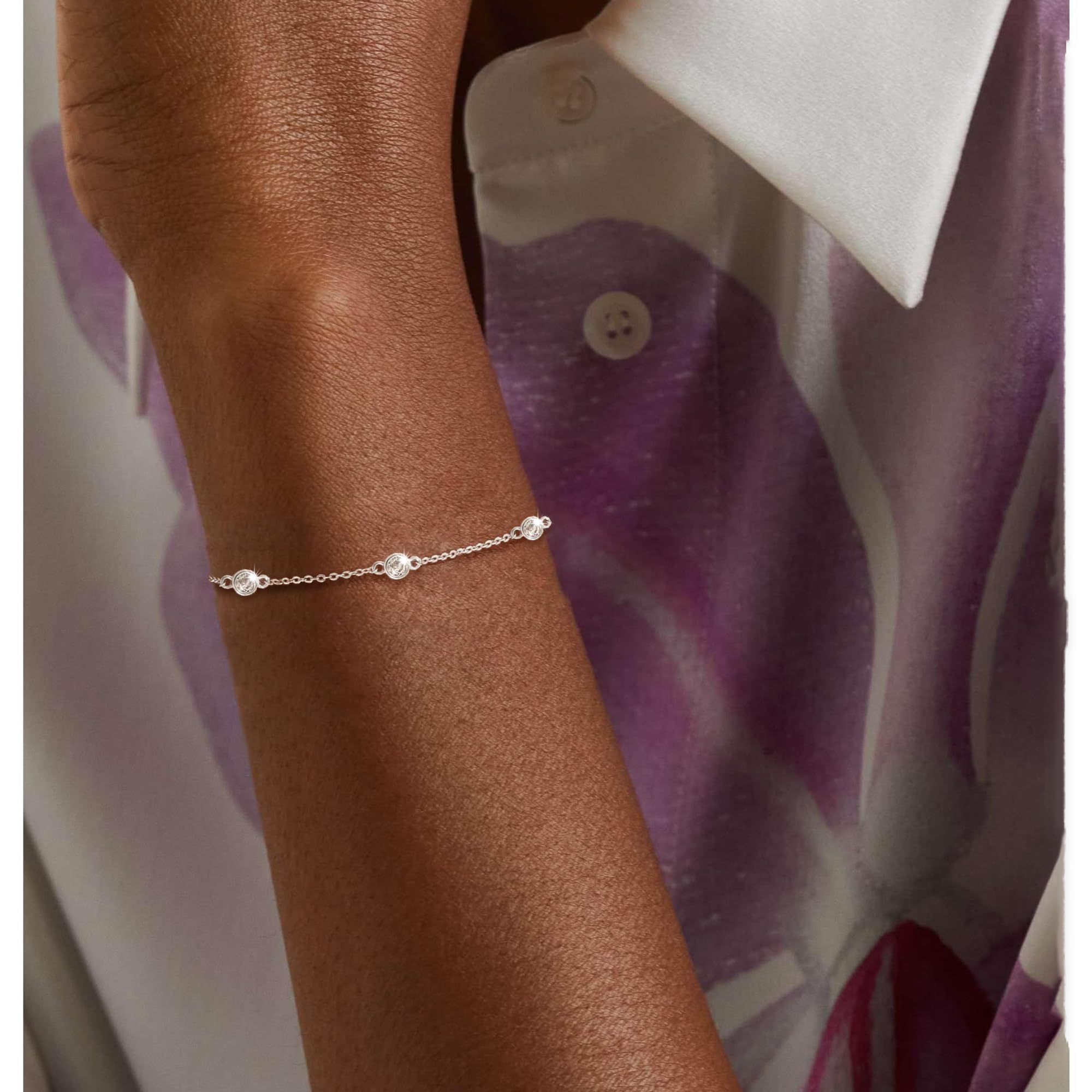 Aidenn Armband Damen Silber mit Cubic Zirkonia Blumen 925 Silber Bracelet für Mädchen,Goldene/Silver Stapelbare Armbander Handmade Schmuck Geschenk