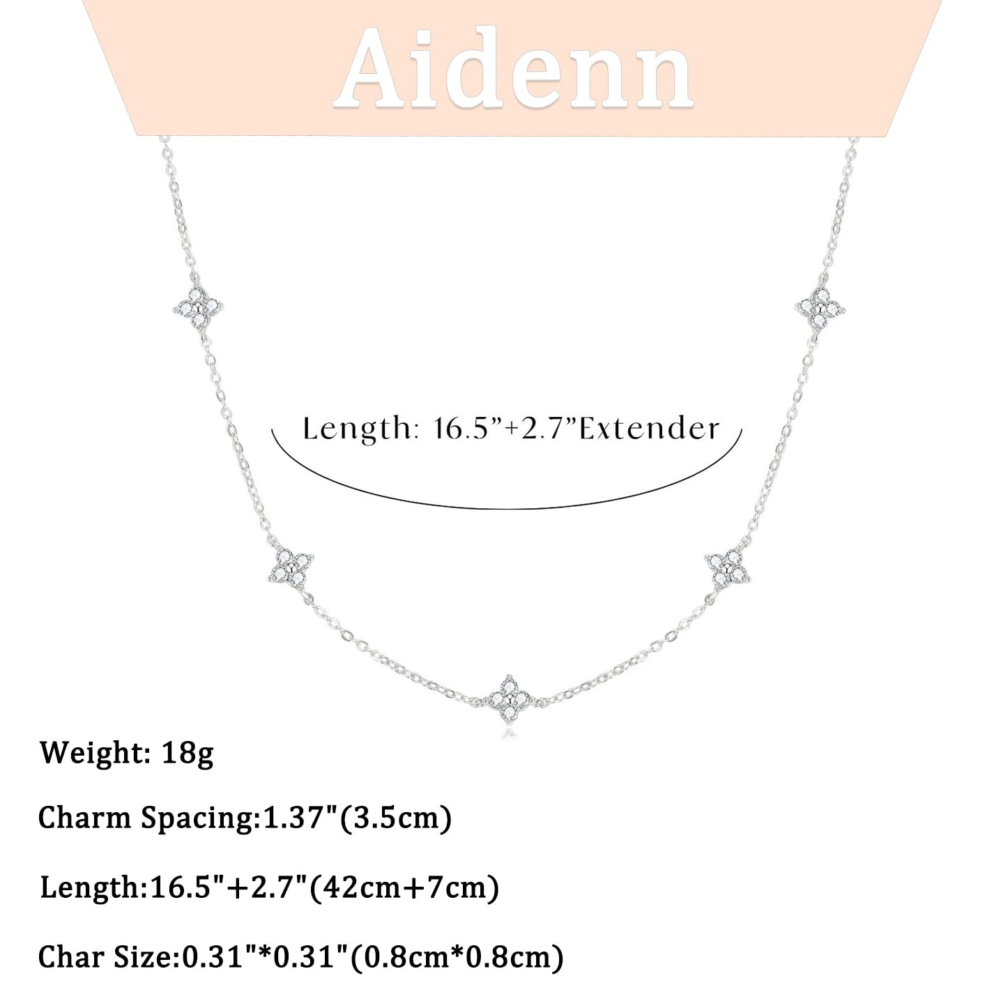 Aidenn Halskette Damen Gold mit Cubic Zirkonia Blumen 925 Silber Kette für Mädchen,Goldene/Silver Stapelbare Halskette Handmade Schmuck Geschenk