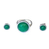 Ring- und Ohrring-Set mit Natursteinen - Passender Silber-Edelstahl-Ring und Ohrringe - Frauenring-Schutzamulett - Perfekt zum Verschenken (Jade Grün)