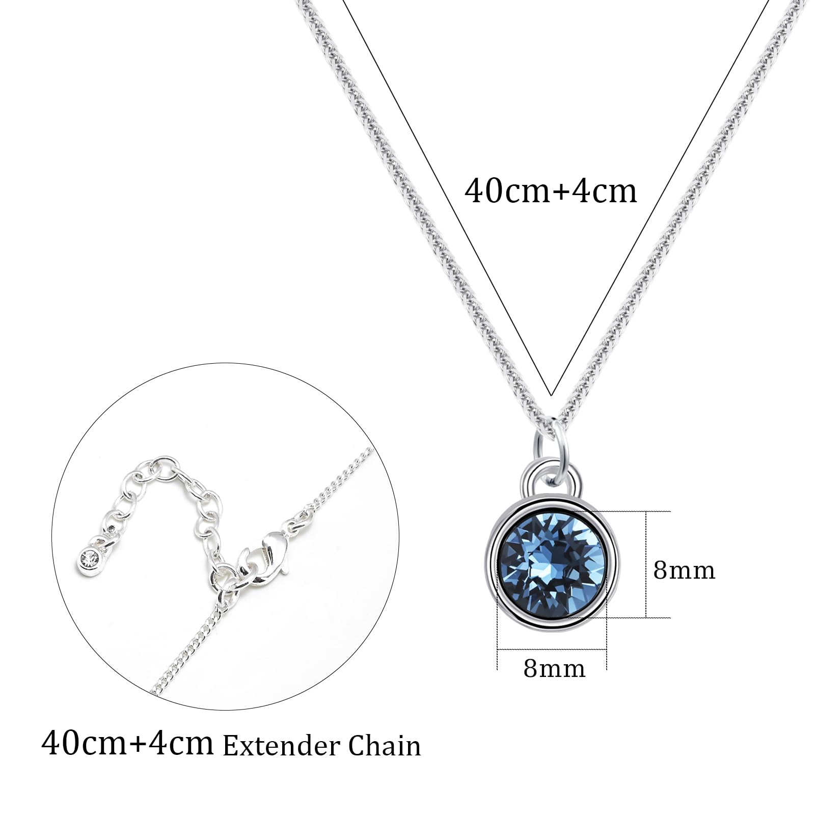 Silber Aquamarin Kreis Anhänger Halskette Blauer Stein Halskette Handgemachte Aquamarin Halsketten für Frauen Aquamarin-Schmuck