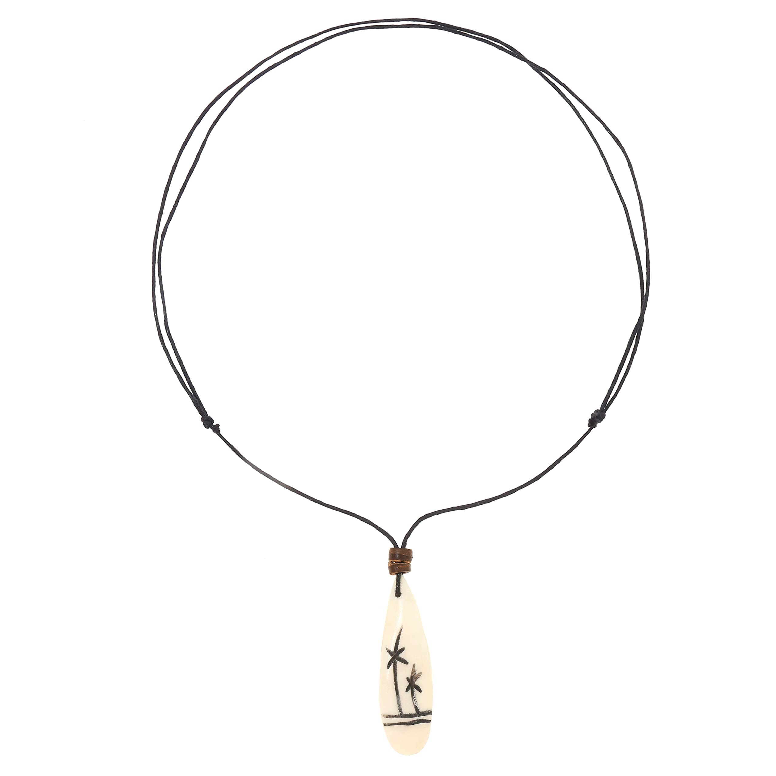 Made by Nami Surfer Halskette mit Anhänger & Kokosnuss Perle - Herren Surfer-Kette Verstellbar mit Holz-Perle - Handmade Strand-Schmuck - Wasserfest - Sommer-Schmuck Männer Halsschmuck (Surfbrett)