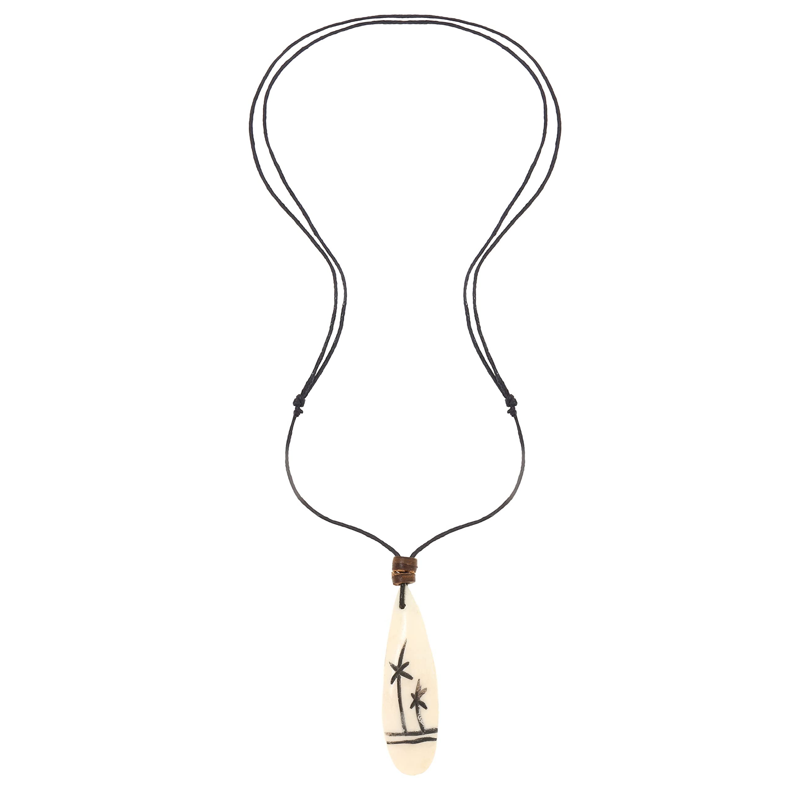 Made by Nami Surfer Halskette mit Anhänger & Kokosnuss Perle - Herren Surfer-Kette Verstellbar mit Holz-Perle - Handmade Strand-Schmuck - Wasserfest - Sommer-Schmuck Männer Halsschmuck (Surfbrett)