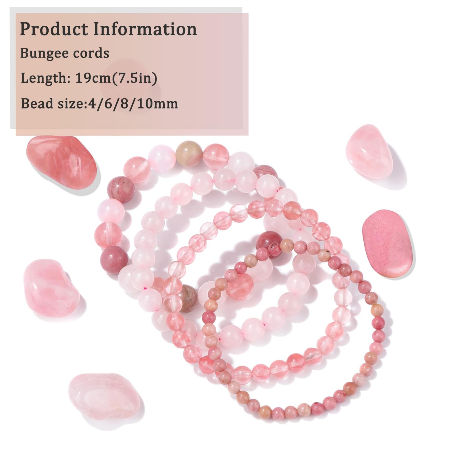 Aidenn Rosenquarz Armband Damen Naturstein Edelstein Perlenarmband Damen Rhodonit Armband Heilsteine Armband Anti Stress Perlen armbander set,Handmade Schmuck Geschenk