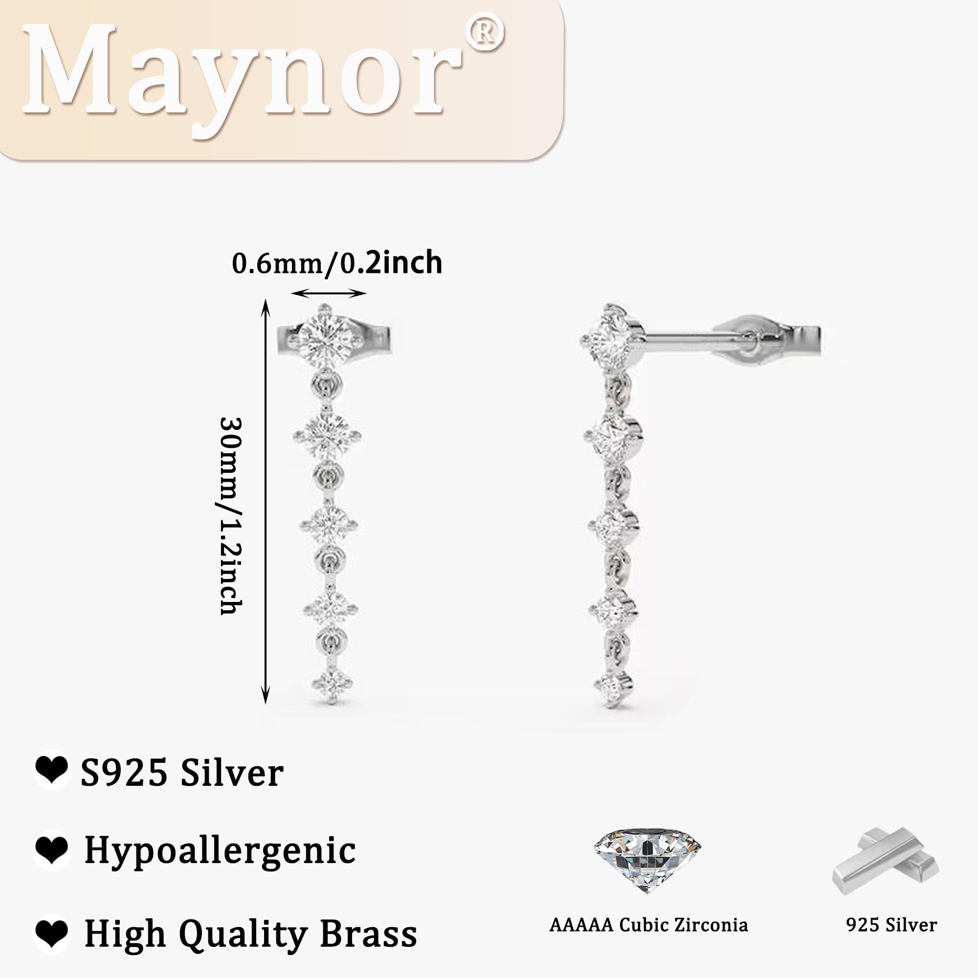 Maynor Tropfen Ohrringe für Damen Frauen Gold Silber 925 Hängend mit Zirkonia Dangle Ohrringe Handmade Schmuck Geschenk