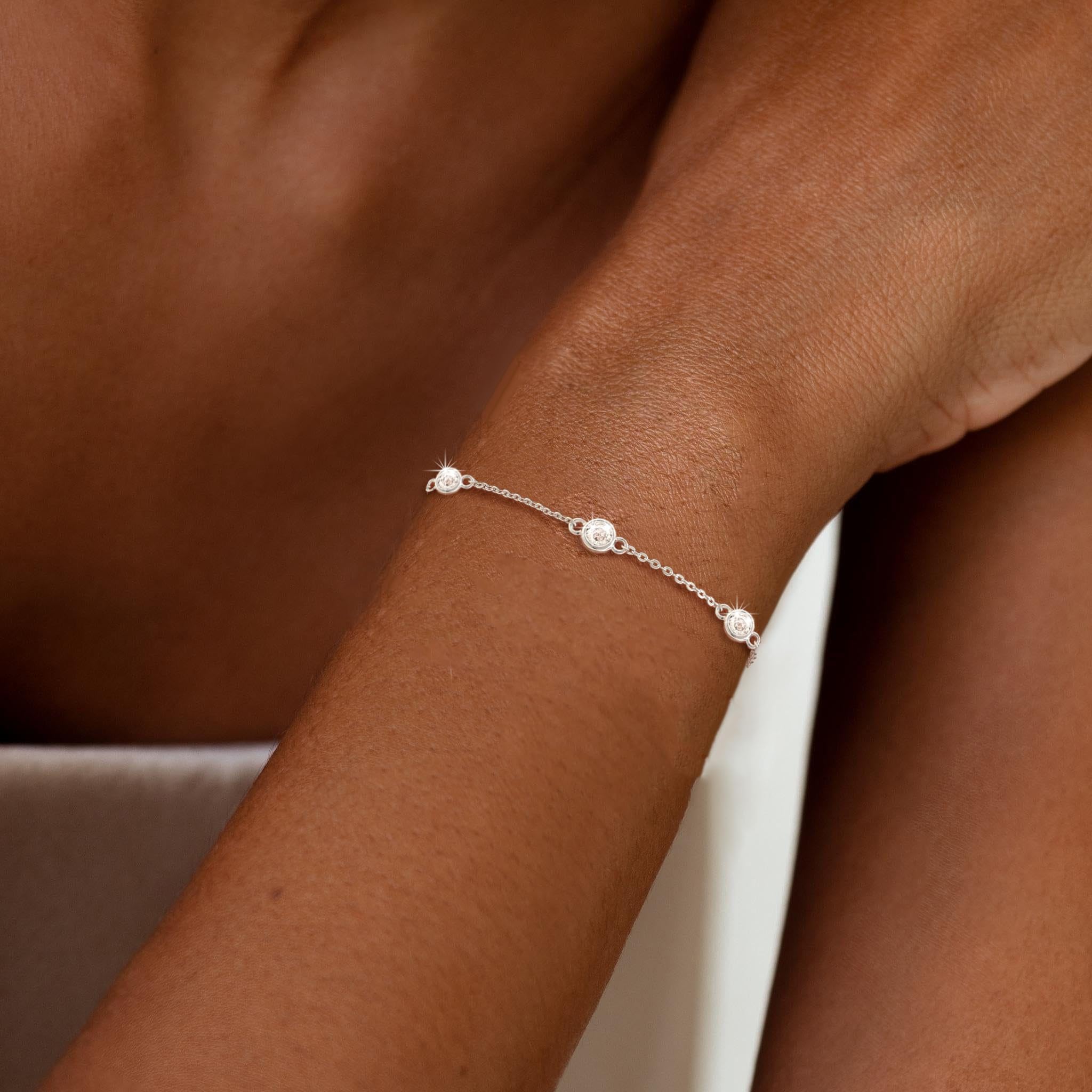 Aidenn Armband Damen Silber mit Cubic Zirkonia Blumen 925 Silber Bracelet für Mädchen,Goldene/Silver Stapelbare Armbander Handmade Schmuck Geschenk