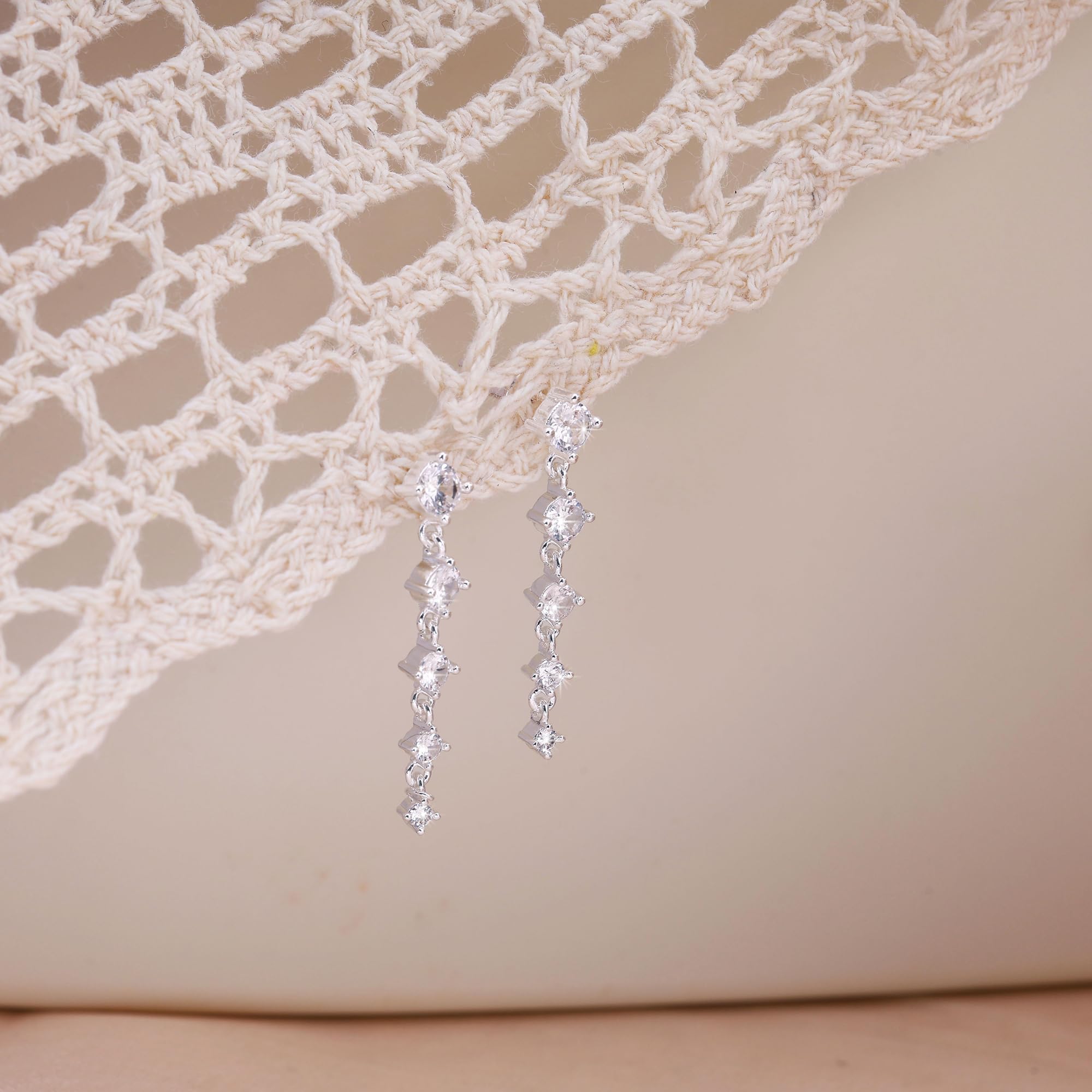 Maynor Tropfen Ohrringe für Damen Frauen Gold Silber 925 Hängend mit Zirkonia Dangle Ohrringe Handmade Schmuck Geschenk