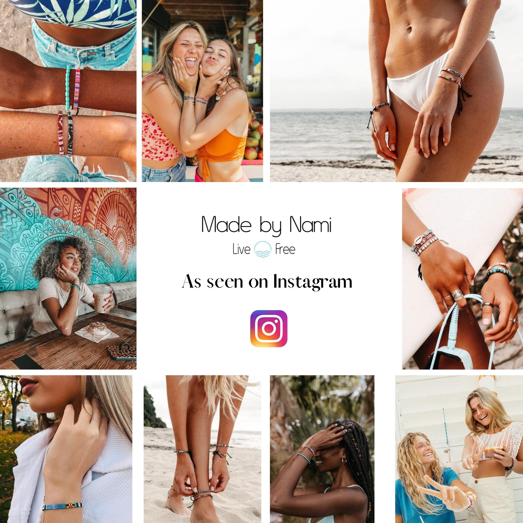 Made by Nami Surfer Halskette mit Anhänger & Kokosnuss Perle - Herren Surfer-Kette Verstellbar mit Holz-Perle - Handmade Strand-Schmuck - Wasserfest - Sommer-Schmuck Männer Halsschmuck (Surfbrett)