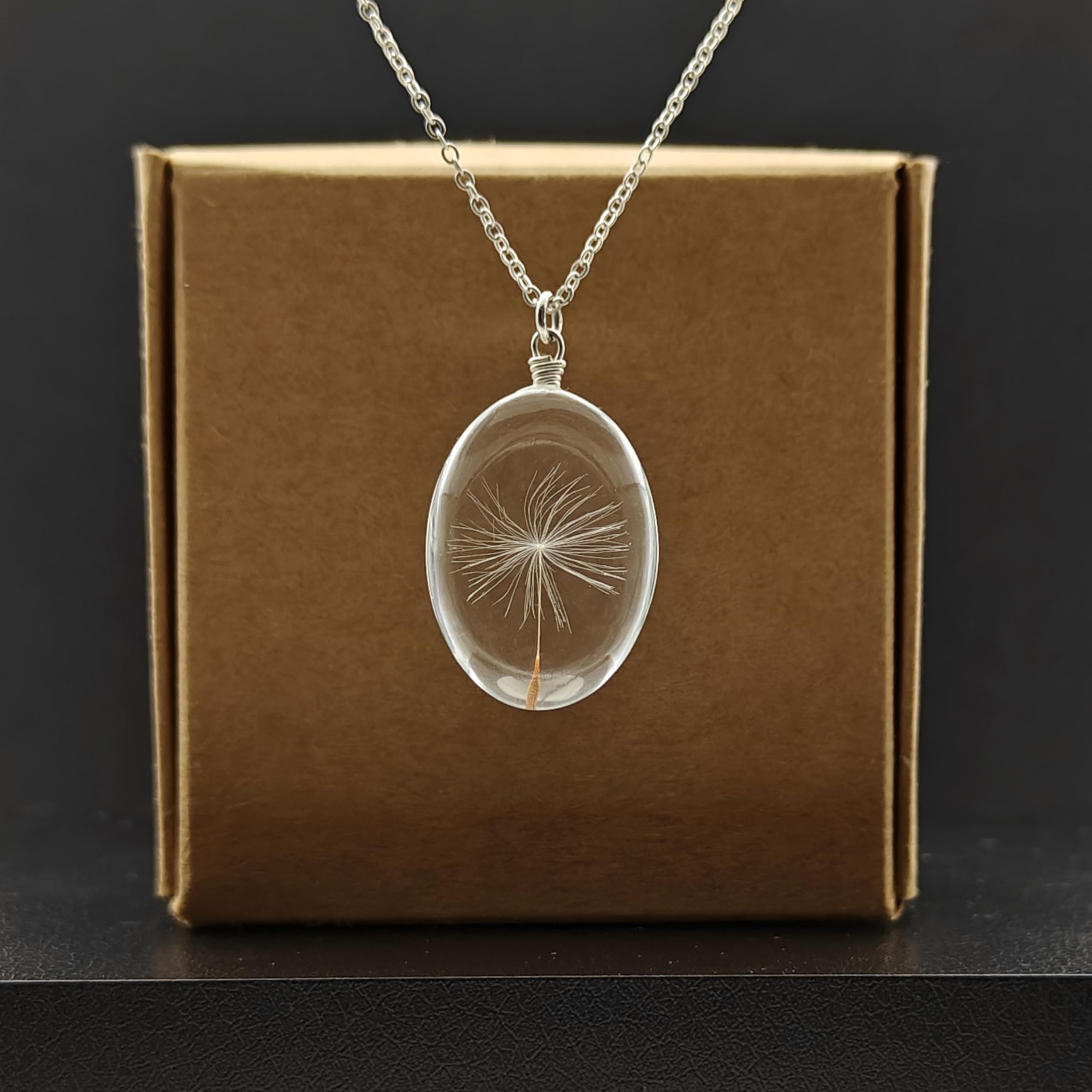 Cairui Design Löwenzahn Machen Einen Wunsch Pusteblume Echte Blumen 925 Sterling Silber Ketten Halsketten mit Anhänger Damen Handmade