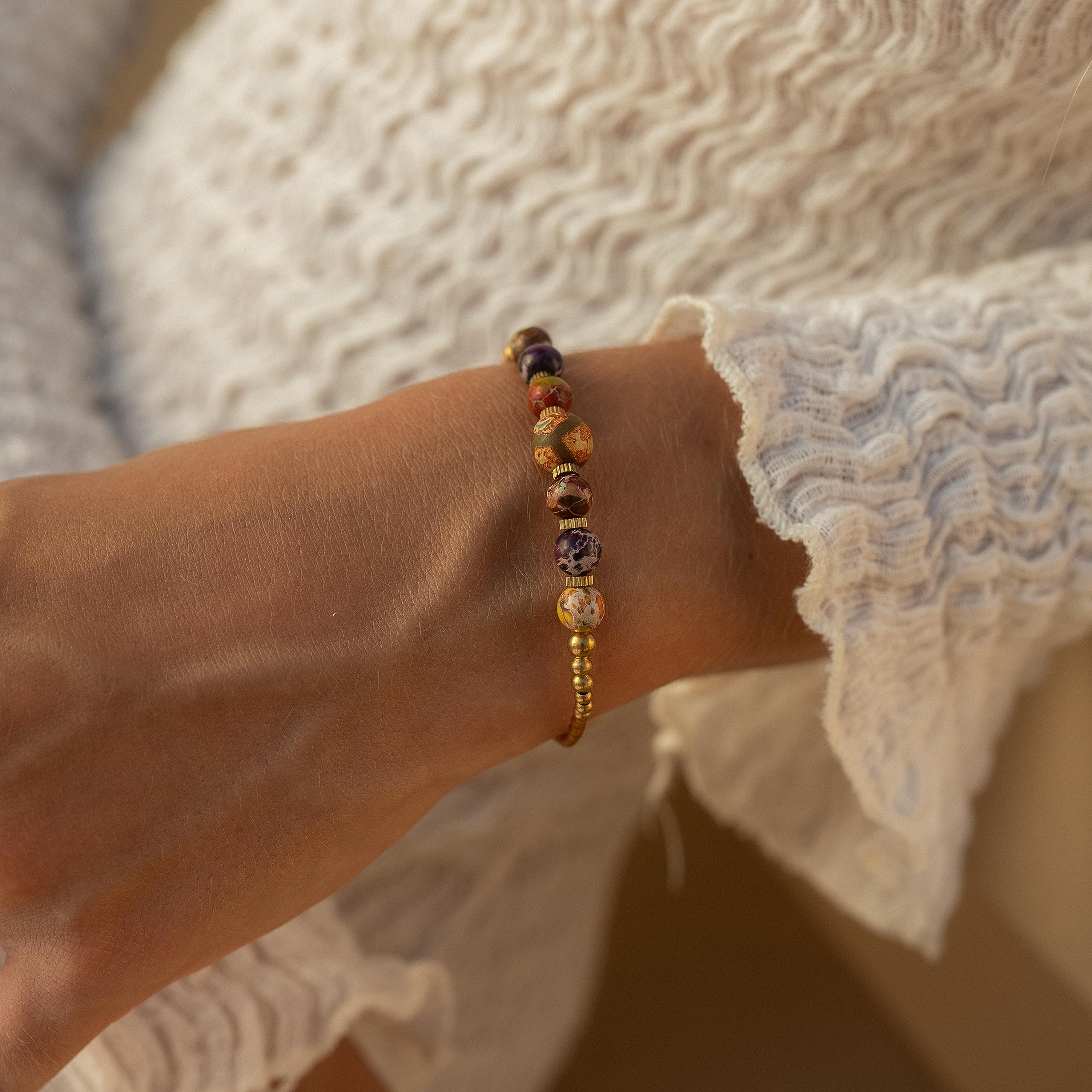 Made by Nami Surfer Armband mit Perlen Damen & Mädchen - Handmade Festival & Strand Accessoires - Buntes Goa Hippie Armband - Orientalisches Design - Freundschaftsarmbänder (Beads)